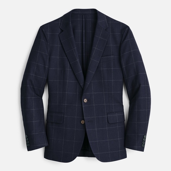 Abraham Moon/J Crew Navy Windowpane Cotton Suit